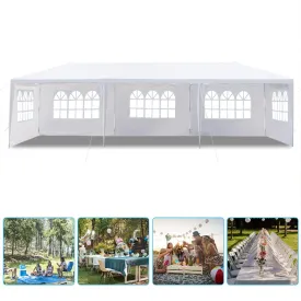 10' x 30' Outdoor Canopy Party Wedding Event Tent Waterproof Sun Shelter Canopy Heavy Duty Gazebo Storage Pavilion w/ 5 Removable Sidewalls, White