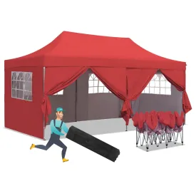 10x20 ft Instant Pop up Canopy, Wonlink Party Tent Folding Heavy Duty Gazebos with Removable Sidewalls and Wheeled Bag Waterproof