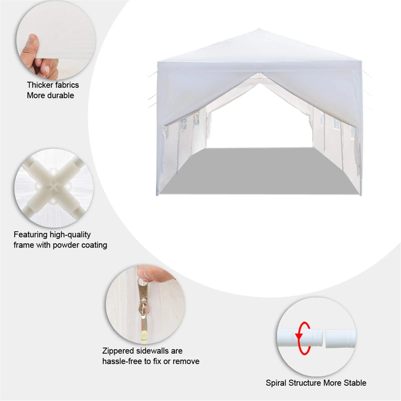 10x30 Tents for Parties, Large Party Tent, Outdoor Canopy Tent with 8 Removable Sidewalls and Windows for Wedding, Event, White Backyard Tent for Temporary Event