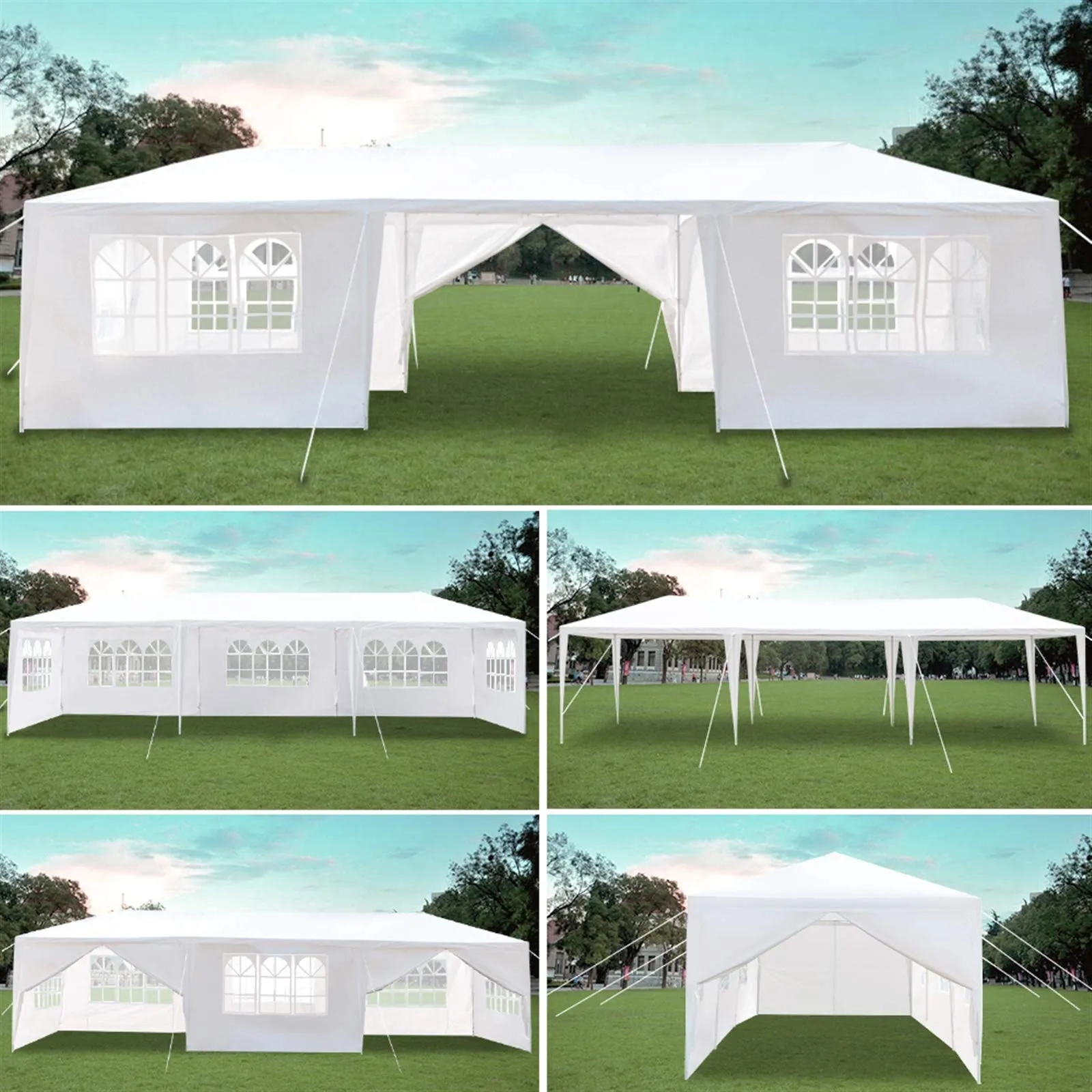 10x30 Tents for Parties, Large Party Tent, Outdoor Canopy Tent with 8 Removable Sidewalls and Windows for Wedding, Event, White Backyard Tent for Temporary Event