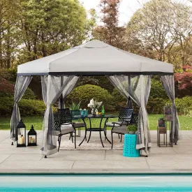 11x11 ft. Portable Pop Up Gazebo, 2-Tone, Hexagon Steel Frame Soft Top Canopy or Tent