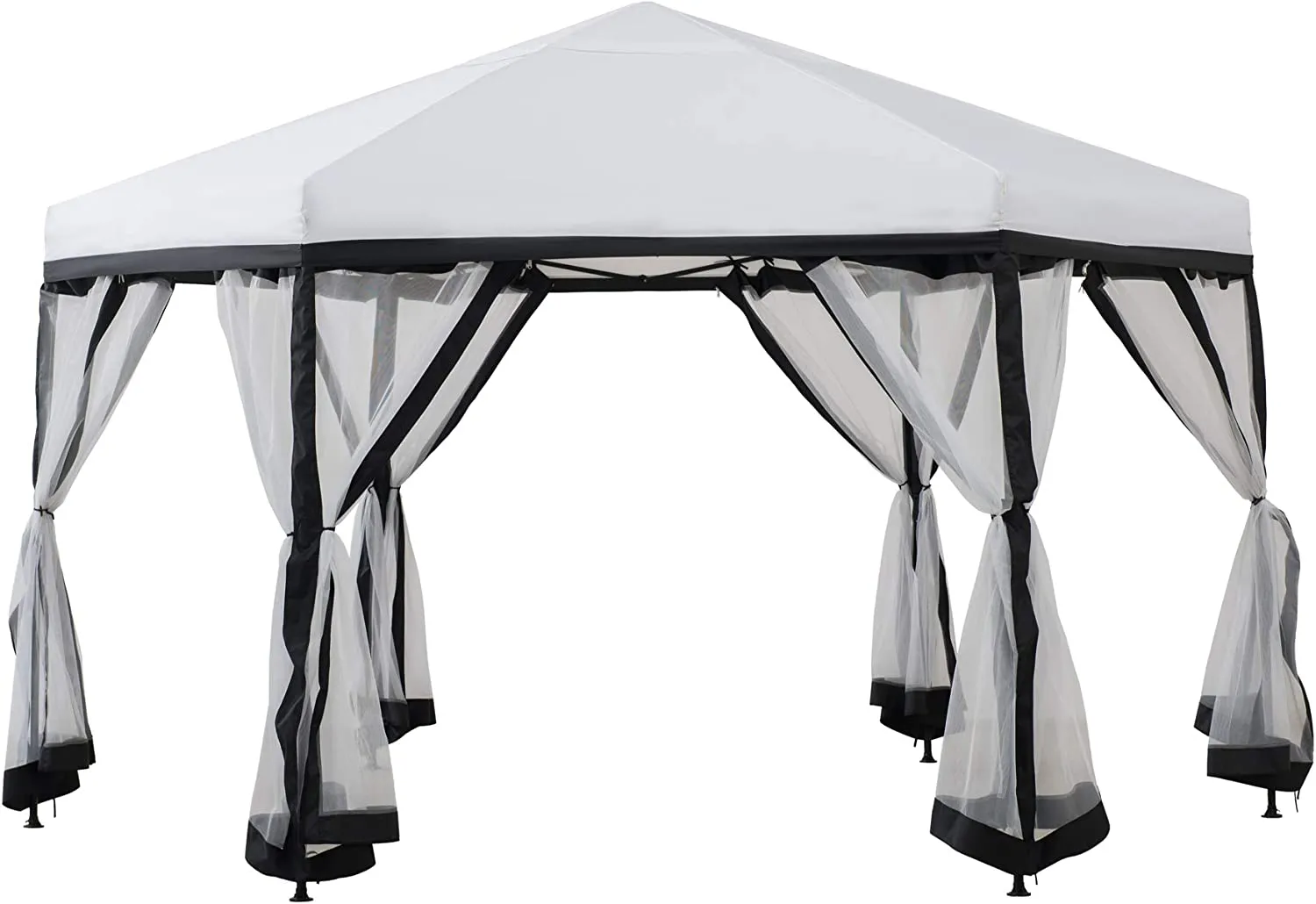 11x11 ft. Portable Pop Up Gazebo, 2-Tone, Hexagon Steel Frame Soft Top Canopy or Tent