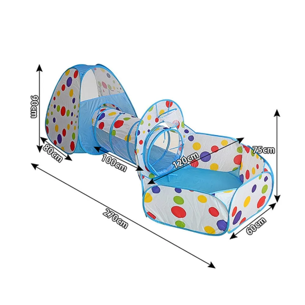 3-in-1 Play Tent Set for Kids Pop Up with Tunnel Ball Pit Playhouse