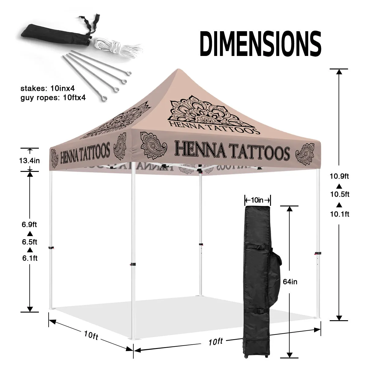 ABLEM8CANOPY Henna Tattoos 10x10 Portable Canopies Tent