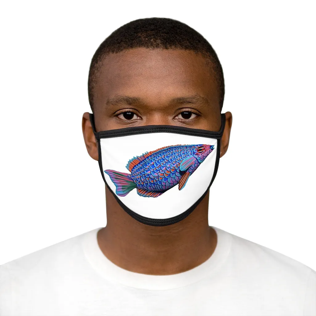 Blue Fish Mixed-Fabric Face Mask