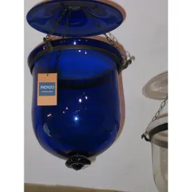 Blue Glass Hundi Lamp - 19thC Unwired