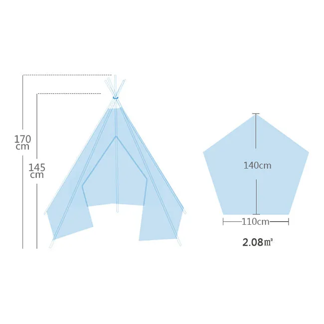 Deluxe Teepee Tent | Blue Triangles