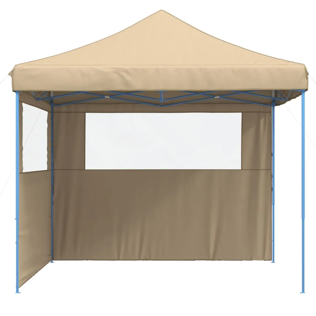 Foldable Party Tent Pop-Up with 2 Sidewalls Beige