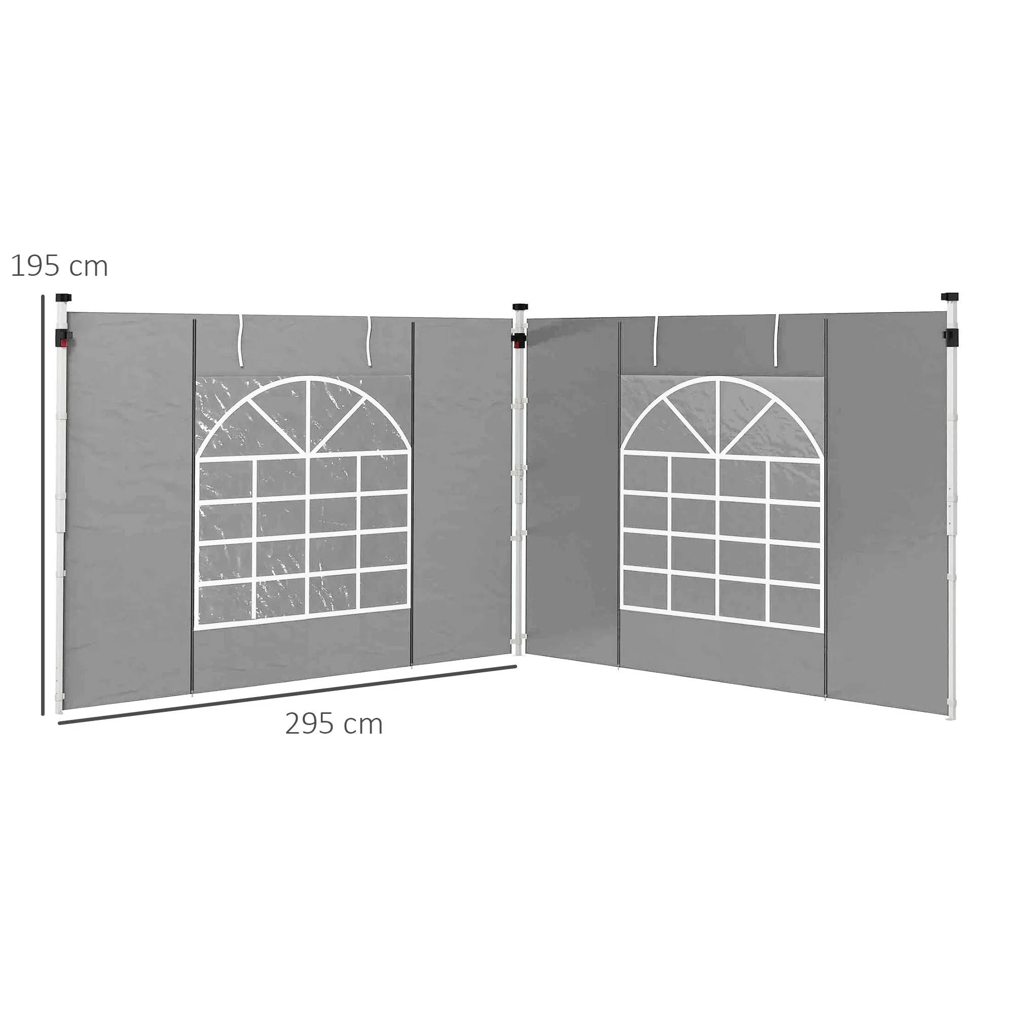 Gazebo Side Panels, 2 Pack Sides Replacement, for 3x3(m) or 3x6m Pop Up Gazebo, with Windows and Doors, Grey