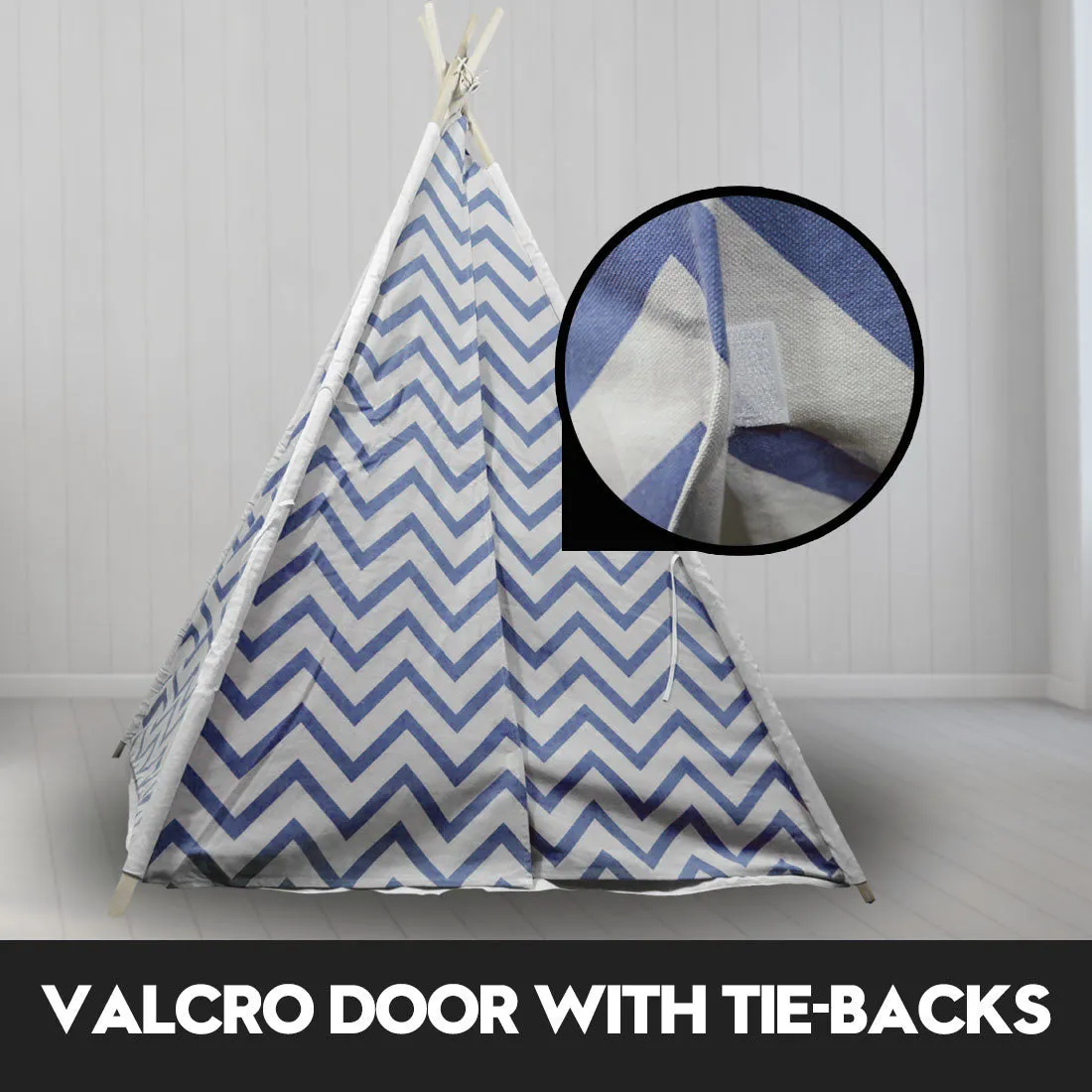 Giant Cotton Canvas Kids Teepee Wigwam Children Pretend Play Tent Indoor Outdoor Party - navy