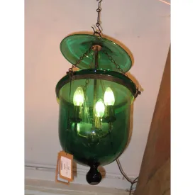 Green Glass Hundi Lamp - 19thC