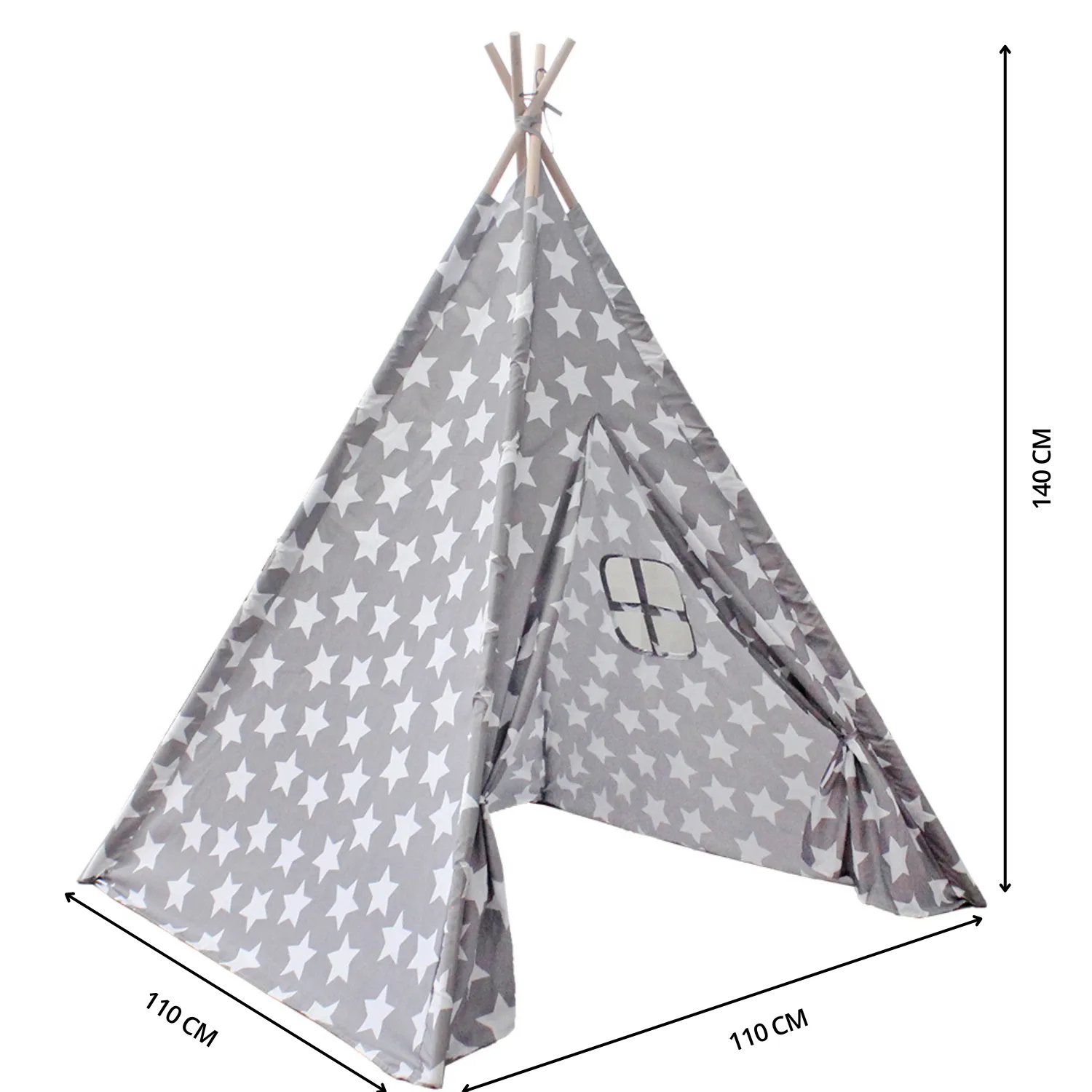 Grey Star Kids Teepee Tent with Windows and Carry Case