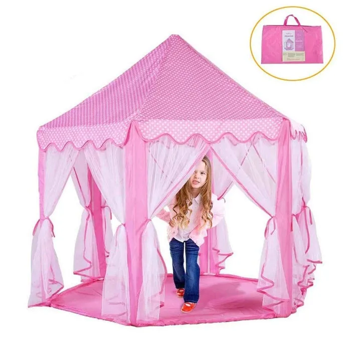 Kids Indoor and Outdoor Castle Play Tent House (Pink)-Colour May Vary