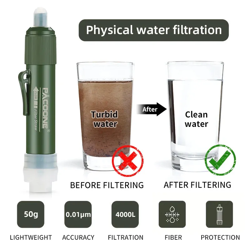 Mini Water Filtration System Water Purification Filter - Straw, Bag