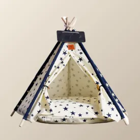 Pet Teepee Tent with Soft Cushion | Starry Sky