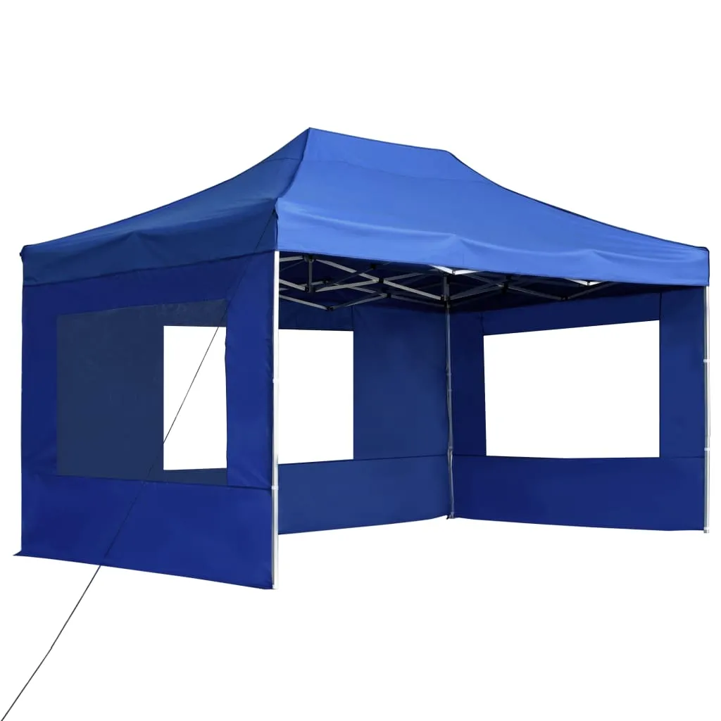 Professional Folding Party Tent with Walls Aluminium 4.5x3 m Blue