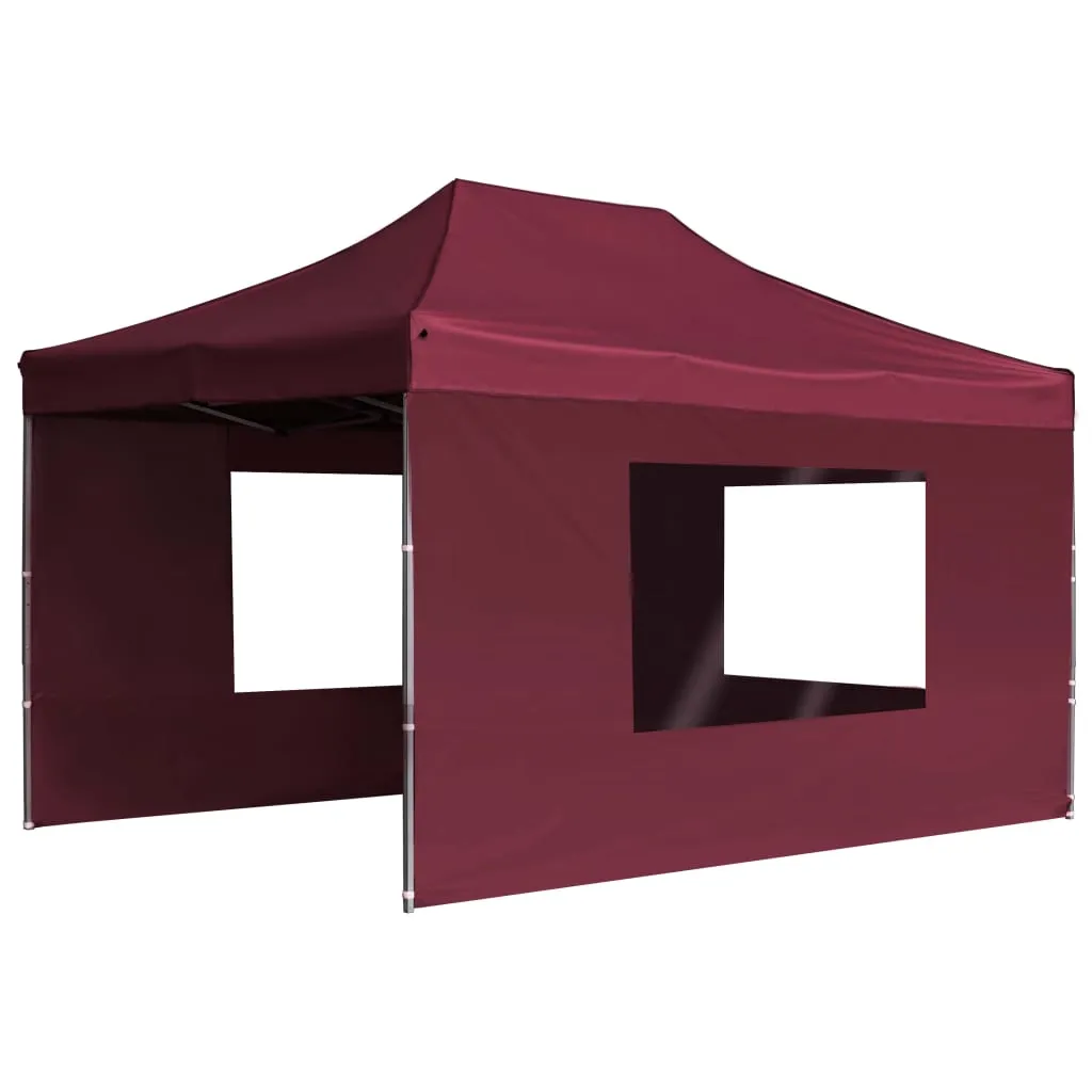 Professional Folding Party Tent with Walls Aluminium 4.5x3 m Wine Red