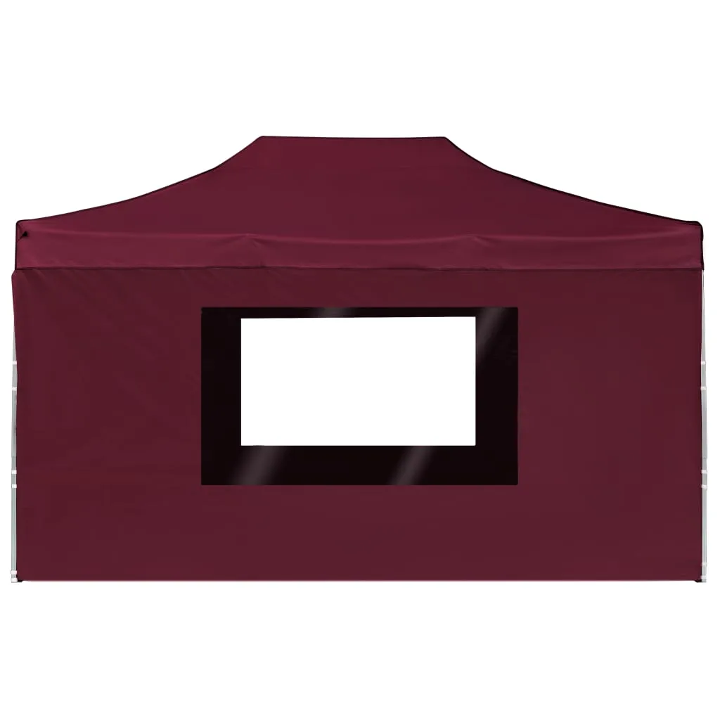 Professional Folding Party Tent with Walls Aluminium 4.5x3 m Wine Red