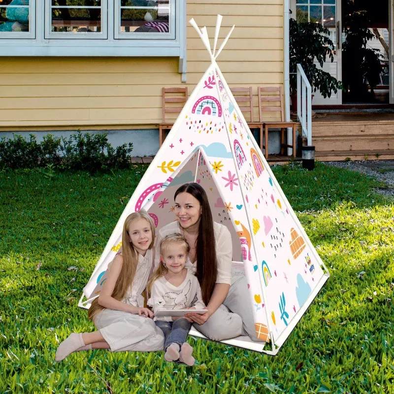 Rainbow Teepee Play Tent House for Kids