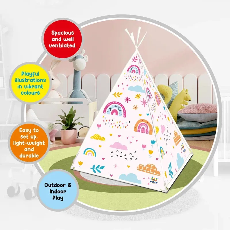 Rainbow Teepee Play Tent House for Kids