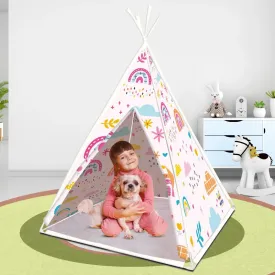 Rainbow Teepee Play Tent House for Kids