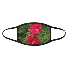 Red Flowers Mixed-Fabric Face Mask