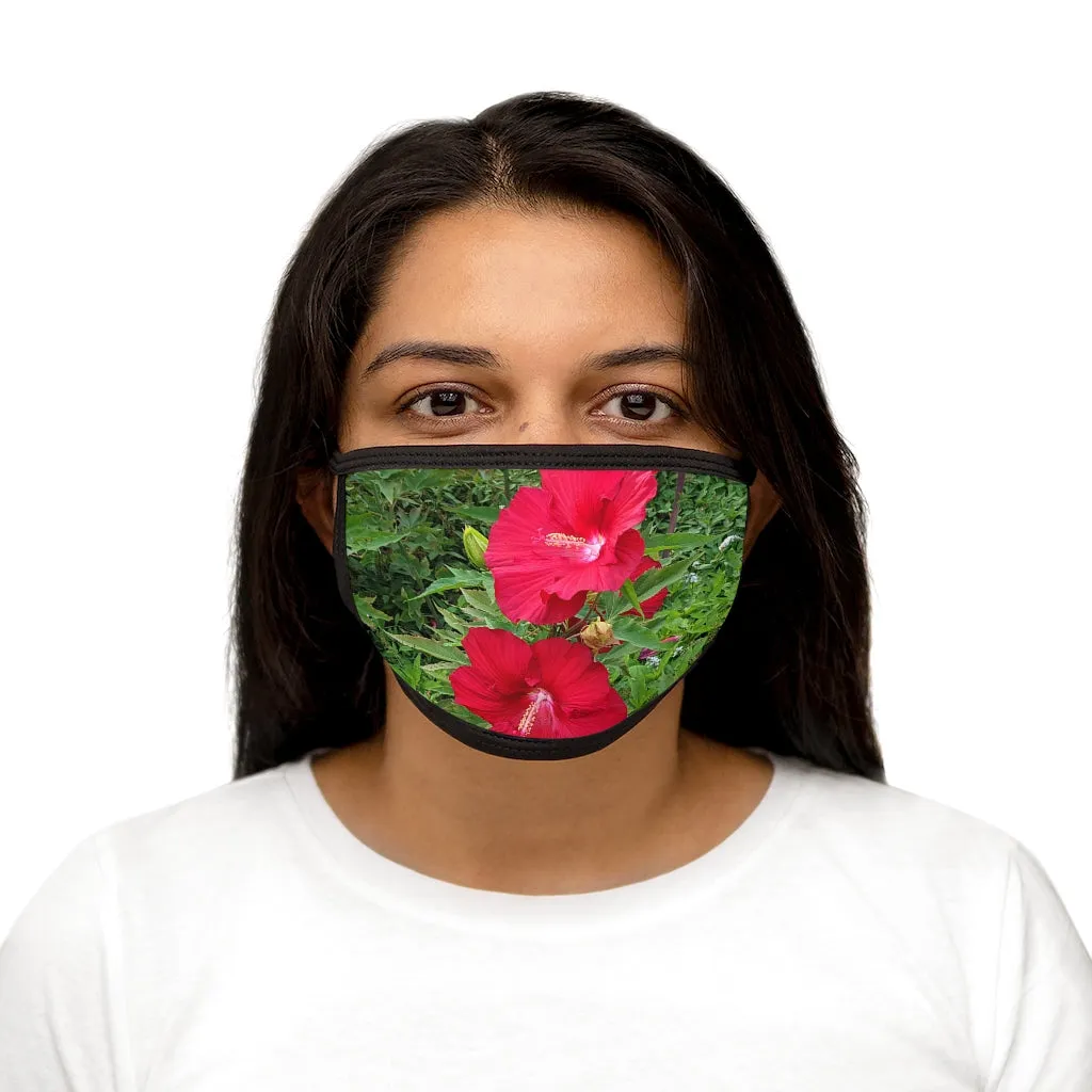 Red Flowers Mixed-Fabric Face Mask