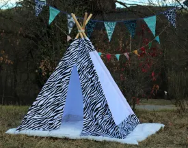 tipi / tepee / tipi / teepee Tent Zebra . Playtent. POLES NOT INCLUDED.