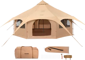 Vevor Bell Tent 16.4' Breathable Canvas Yurt with Stove Jack and Detachable Groundsheet Fits 8 People New