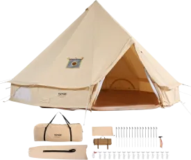 Vevor Bell Tent 22.9' Waterproof Canvas Yurt with Stove Jack and Detachable Side Wall Fits 12 People New