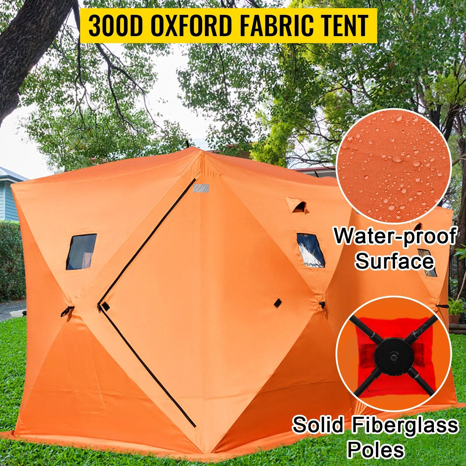 Vevor Ice Fishing Shelter 8-Person Pop-Up Portable Insulated Tent Waterproof New