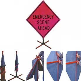 VizCon Q22000-36-ESA Slide-N-Store System TrafFix Stand 36" PinkSign Emergency Scene Ahead (Includes: Sign, Stand and Bag), 1 Each